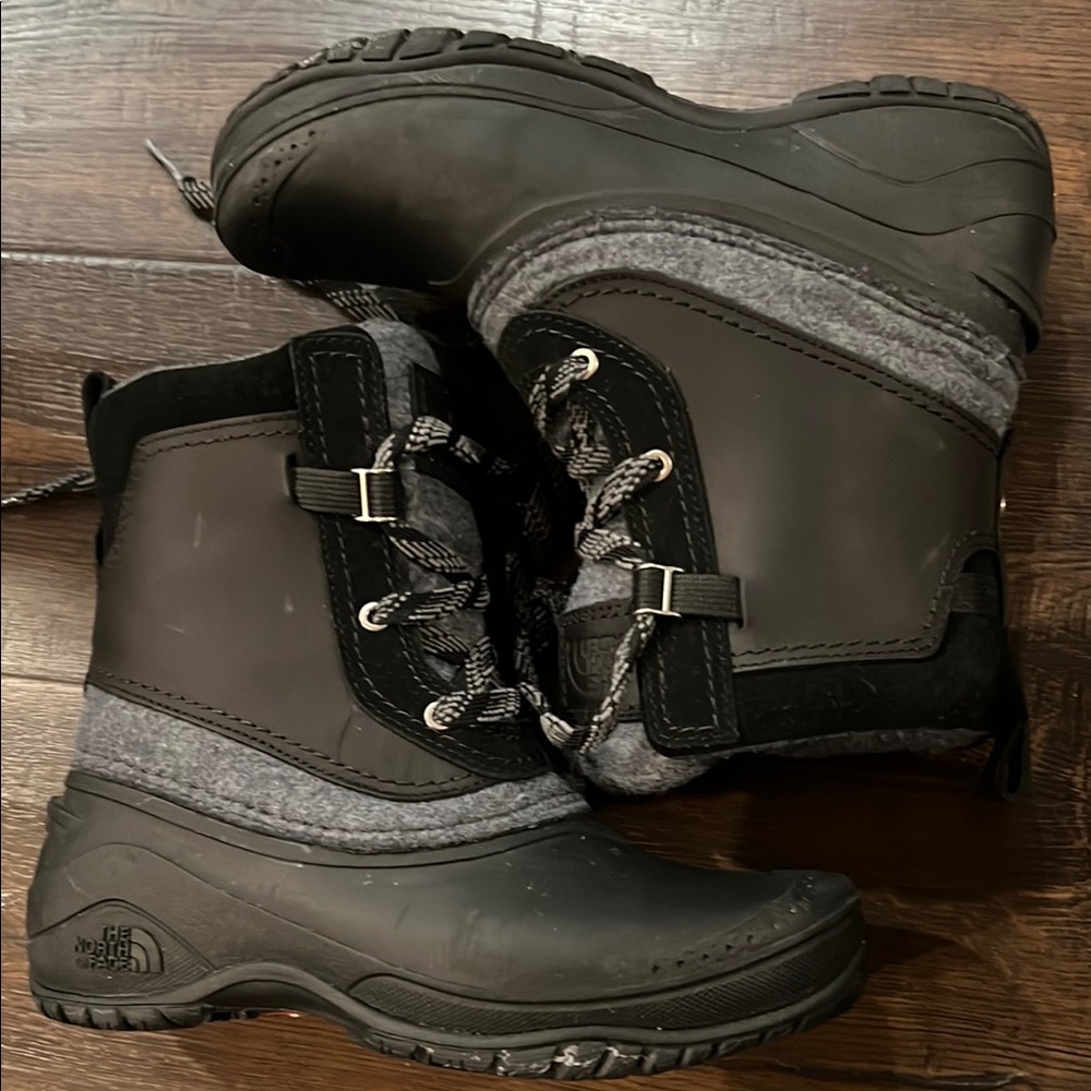 The North Face Black and Gray Winter Boots with Waterproof Design